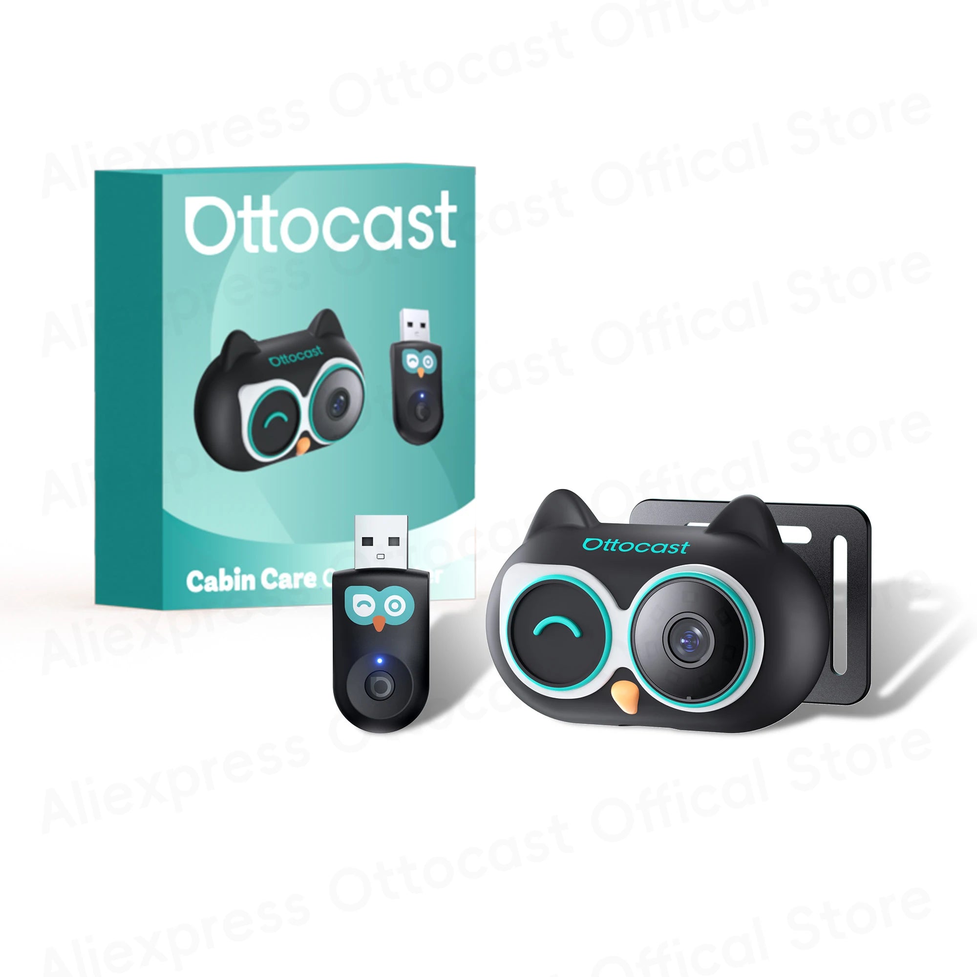 Ottocast 2 in 1 Cabin Care Wireless CarPlay Adapter Camera for Pet Baby Kid for iPhone Car Accessories New Year Gift for Family