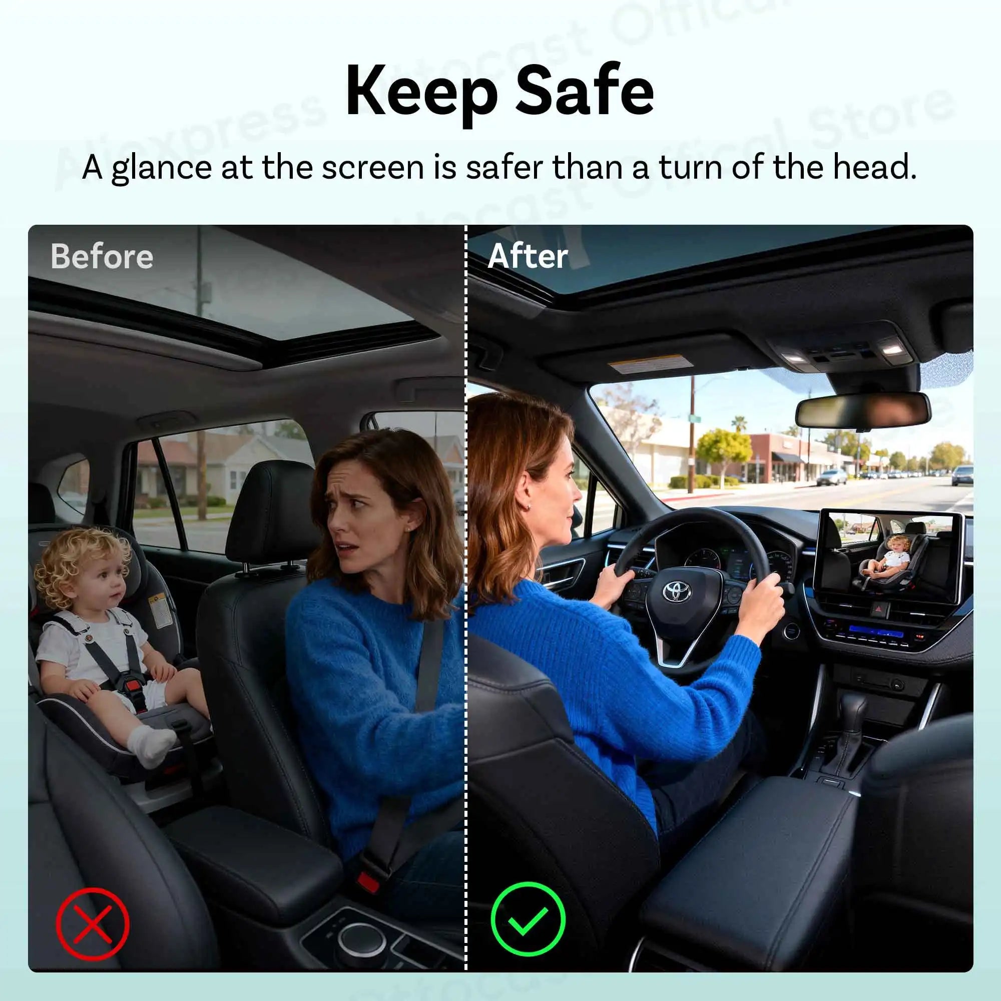 Ottocast 2 in 1 Cabin Care Wireless CarPlay Adapter Camera for Pet Baby Kid for iPhone Car Accessories New Year Gift for Family