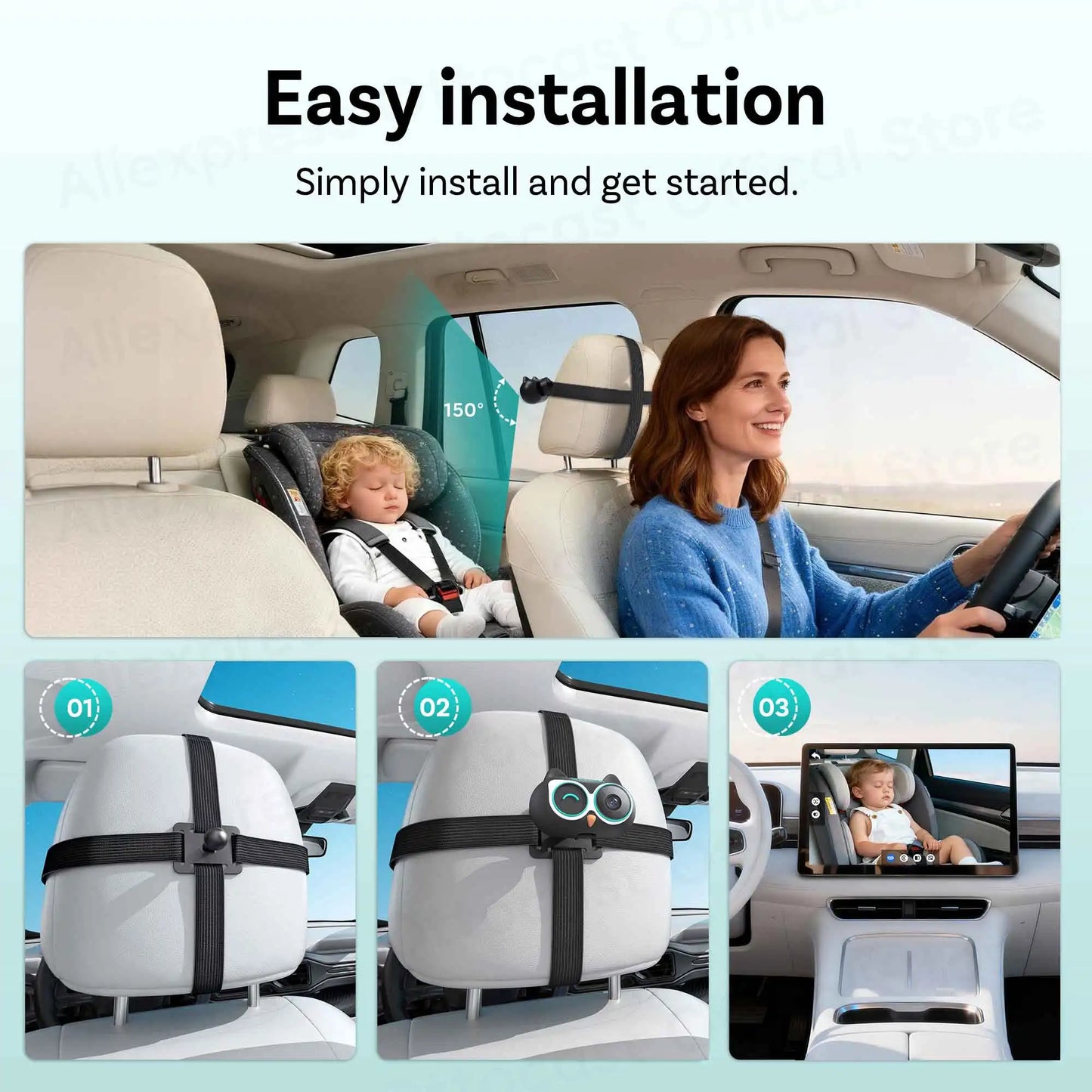 Ottocast 2 in 1 Cabin Care Wireless CarPlay Adapter Camera for Pet Baby Kid for iPhone Car Accessories New Year Gift for Family