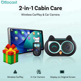 Ottocast 2 in 1 Cabin Care Wireless CarPlay Adapter Camera for Pet Baby Kid for iPhone Car Accessories New Year Gift for Family