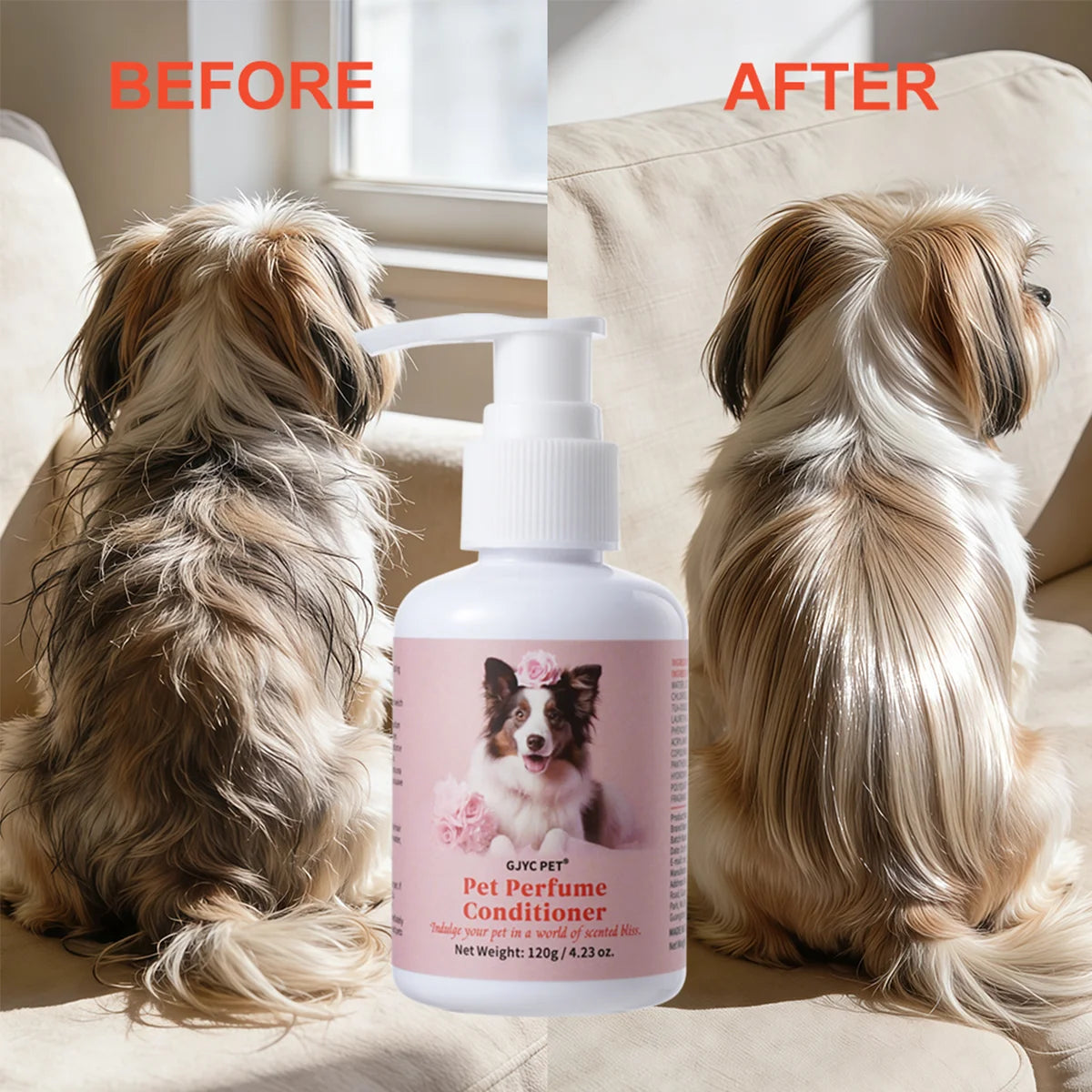 Natural Pet Conditioner Detangling Hydrating Formula For Cats Dogs Leaves Coat Soft Shiny Strong With Long-Lasting Scent