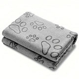 Cozy Plush Dog Paw Print Blanket - Soft Flannel Pet Bed Mat for Cats & Small to Medium Dogs, 3 Sizes, Machine Washable All-Seaso