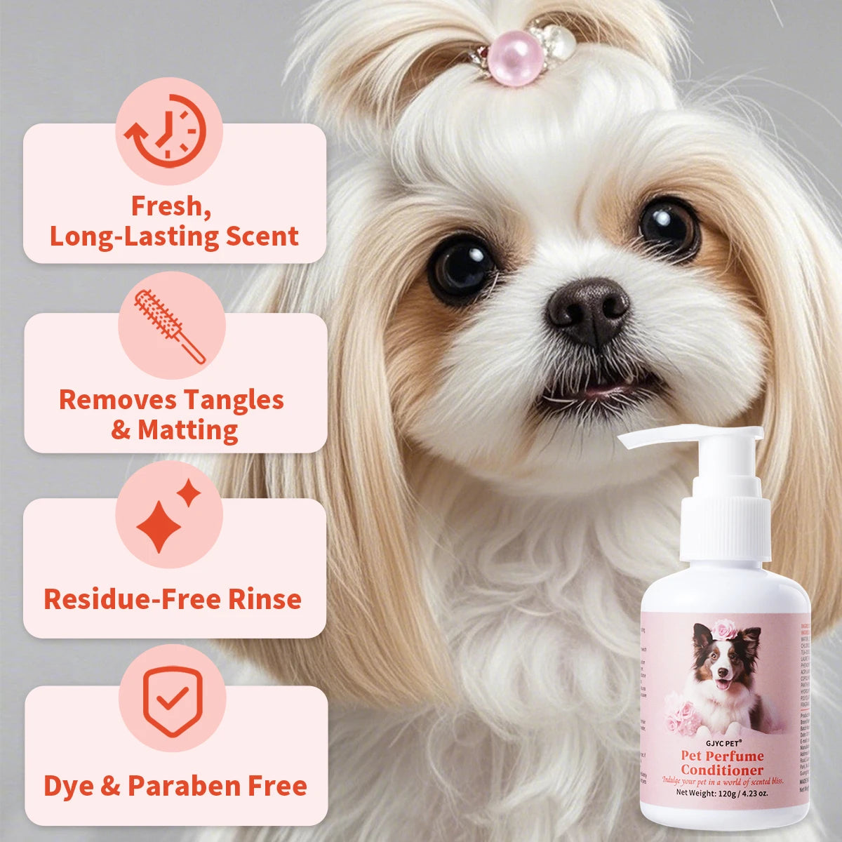 Natural Pet Conditioner Detangling Hydrating Formula For Cats Dogs Leaves Coat Soft Shiny Strong With Long-Lasting Scent