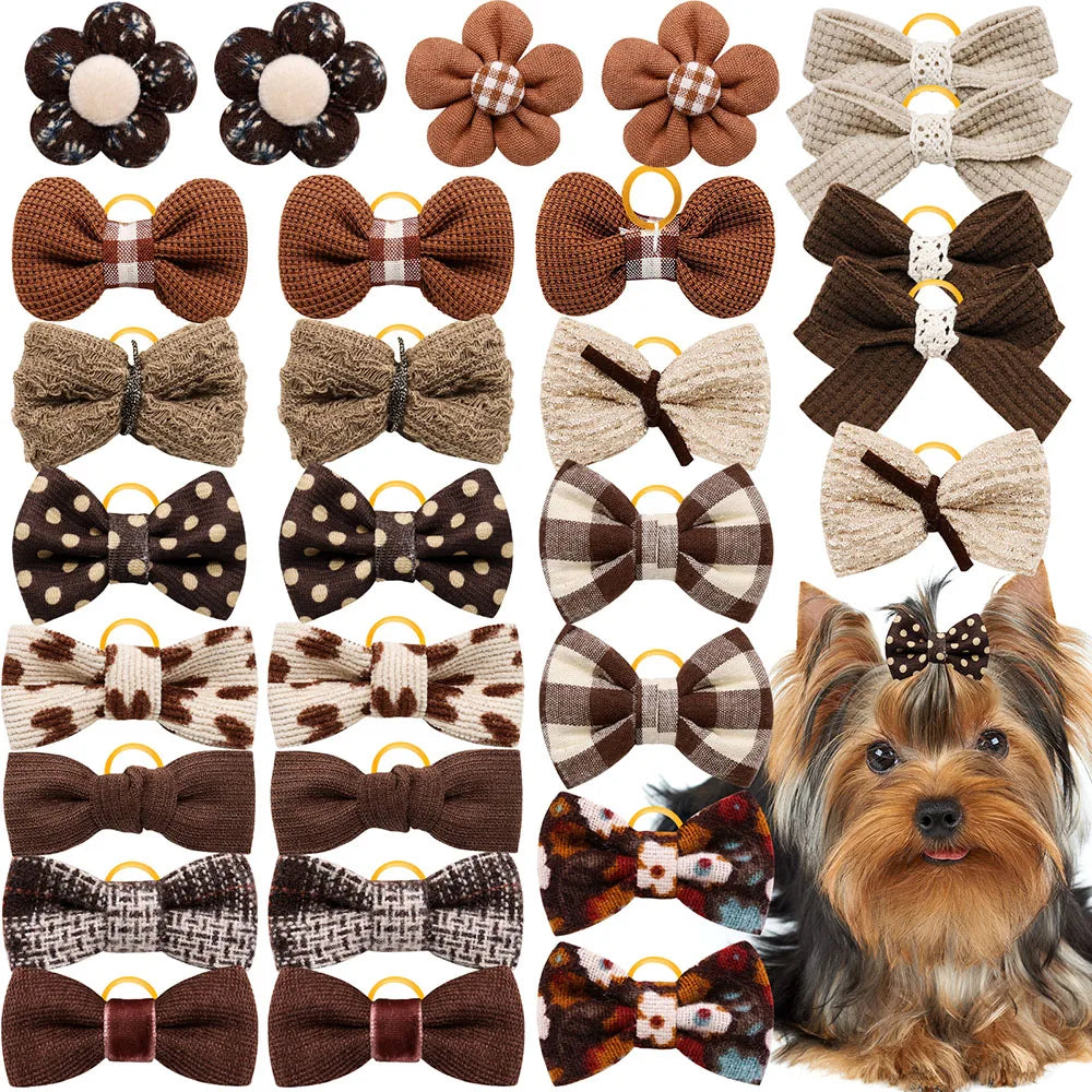 10PCS Dog Hair Bows Rubber Bands Pet Small Dog Cat Bowknot Cute Dogs Bows For Dogs Grooming Pet Accessories For Small Dogs