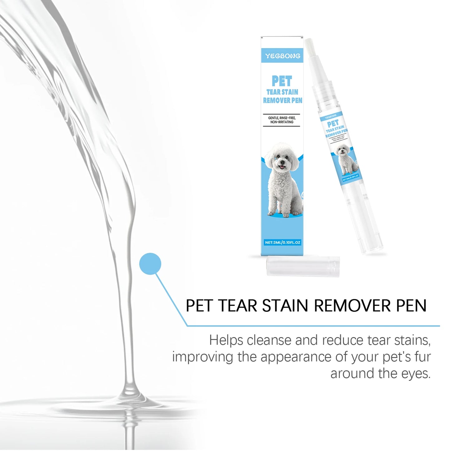 Yegbong Pet Care Tear Stain Removal Pen for Cats And Dogs Universal Eye Cleaning Solution 3ml