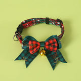 Jingle&Sparkle Merry Christmas Pet Bow Collar Anti-Choke Adjustable with Plaid Gold Foil Bows & Bells Festive Neckwear Cats Dogs
