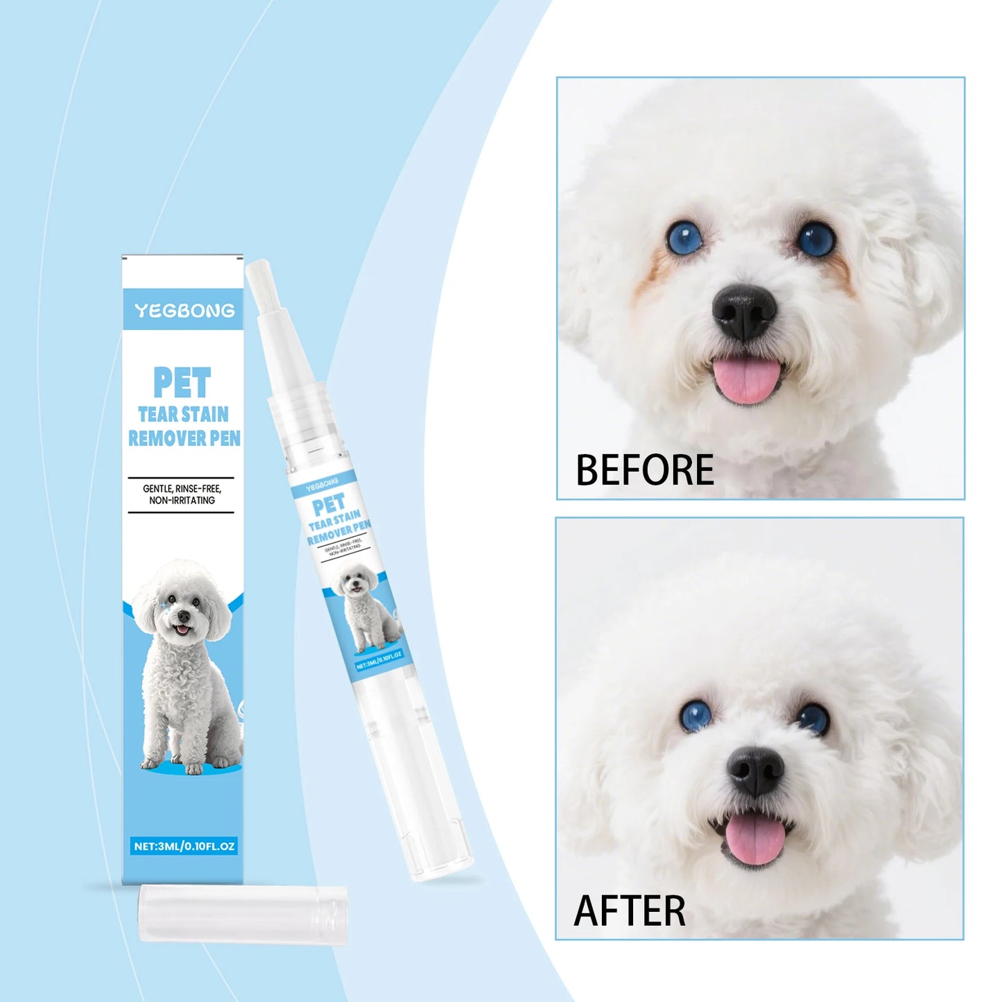 Yegbong Pet Care Tear Stain Removal Pen for Cats And Dogs Universal Eye Cleaning Solution 3ml