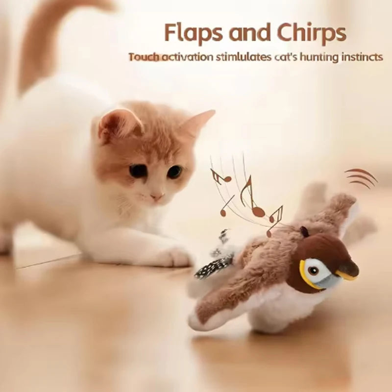 New Simulated Bird Cat Toy Interactive Toys Dog Rechargeable Chirping Flapping Bird(no Flying) Touch Activated Plush Toy Pet