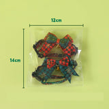 Jingle&Sparkle Merry Christmas Pet Bow Collar Anti-Choke Adjustable with Plaid Gold Foil Bows & Bells Festive Neckwear Cats Dogs