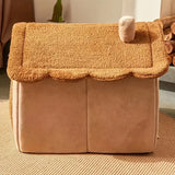 Foldable Pet House Removable Washable Cat House Puppy Cave Sofa Pet Bed House for Extra Small Dogs and Small Medium Cats Winter