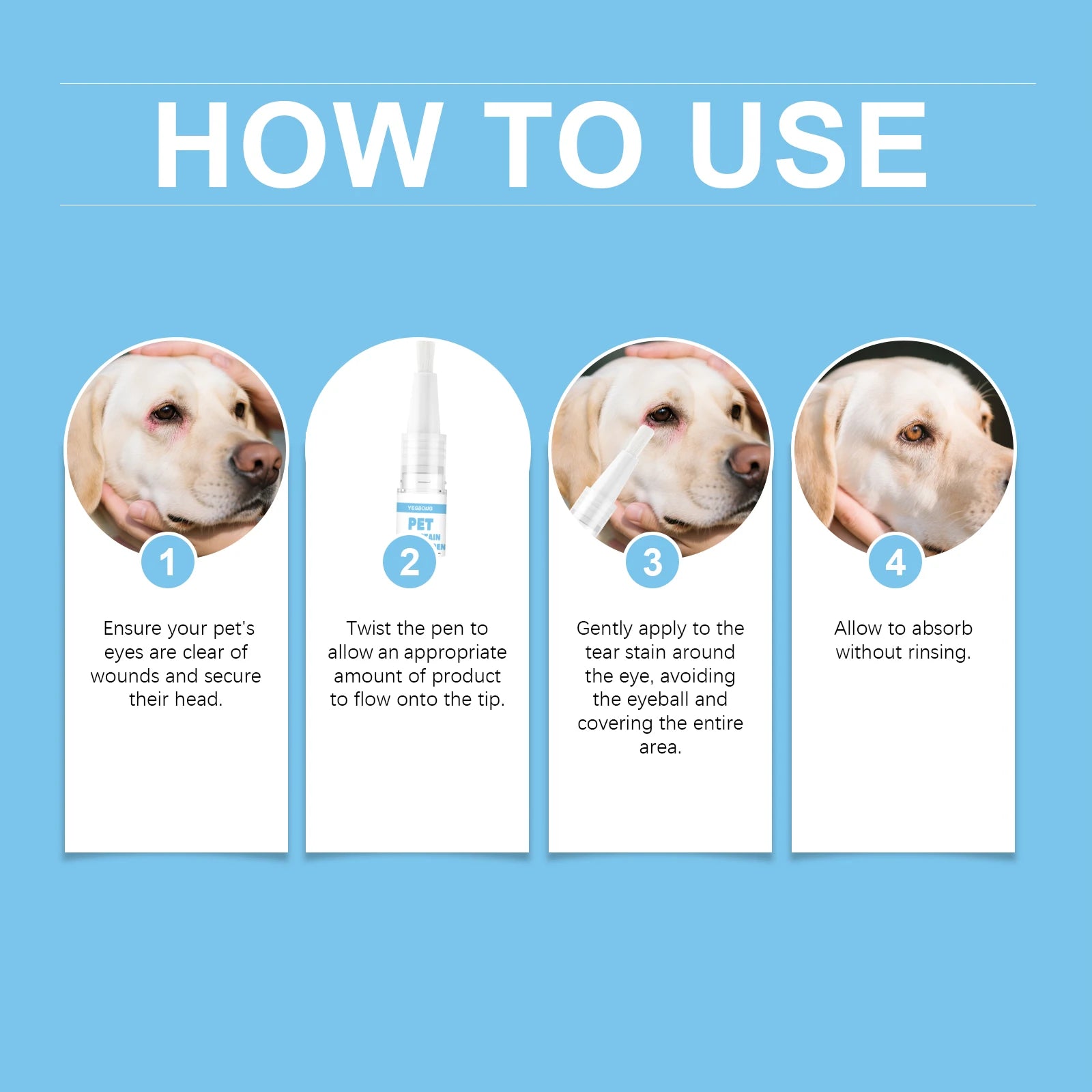 Yegbong Pet Care Tear Stain Removal Pen for Cats And Dogs Universal Eye Cleaning Solution 3ml