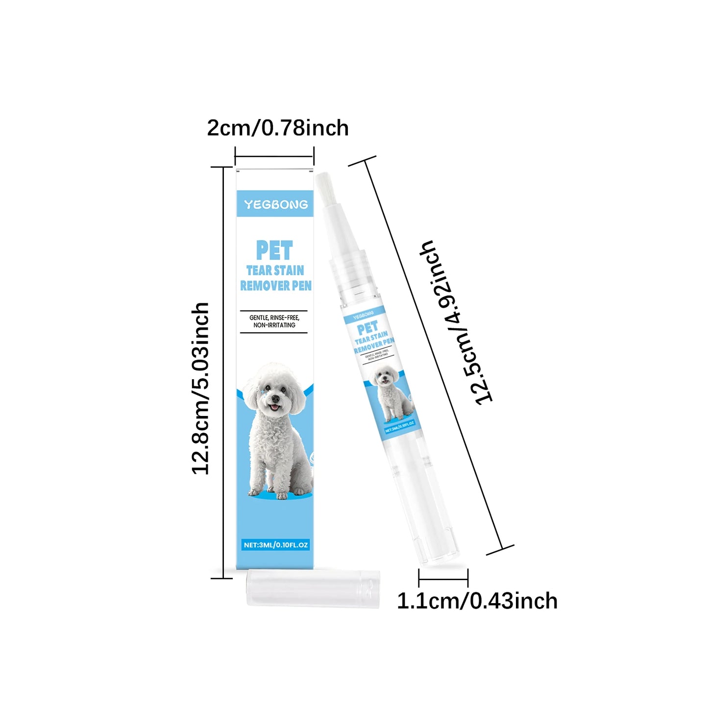 Yegbong Pet Care Tear Stain Removal Pen for Cats And Dogs Universal Eye Cleaning Solution 3ml