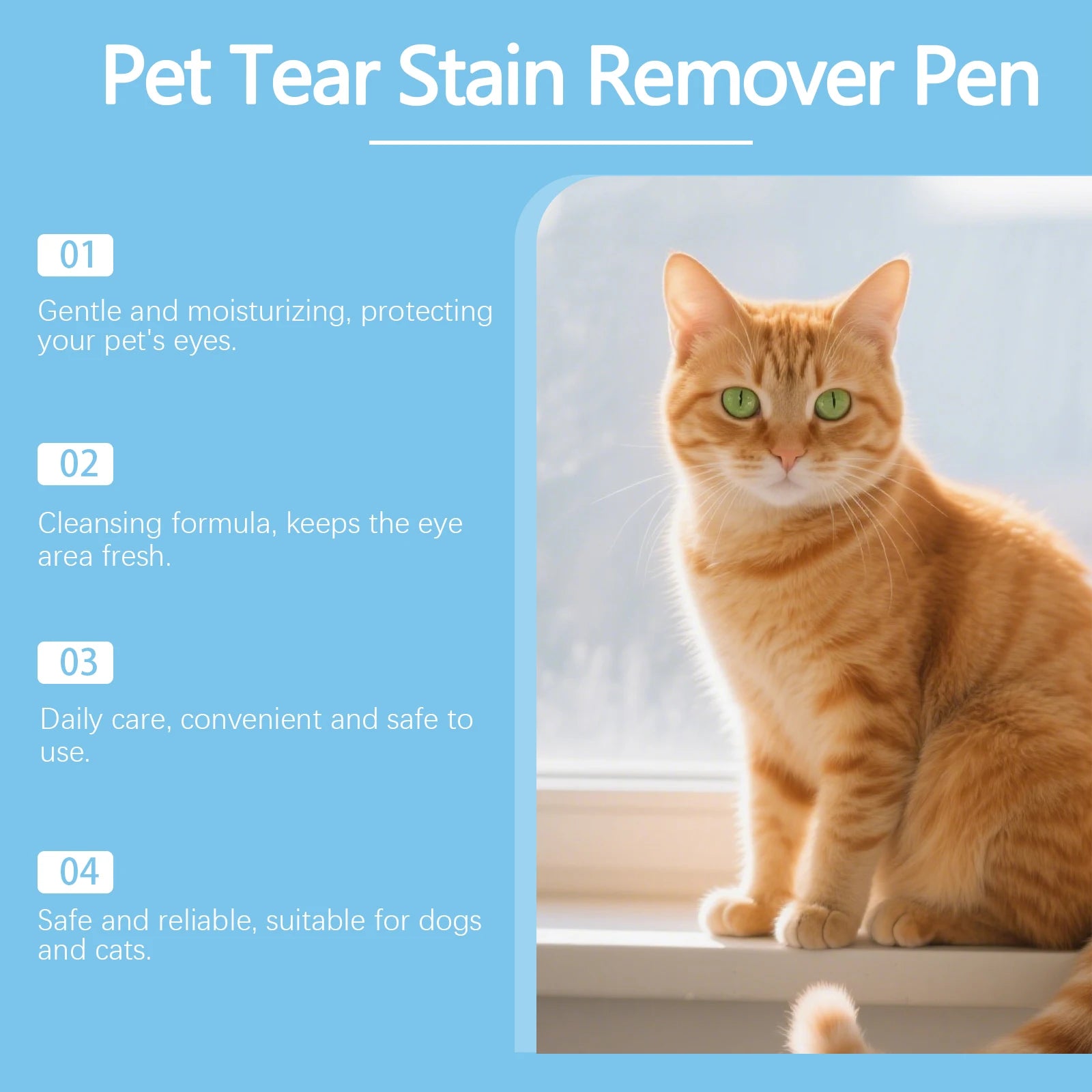 Yegbong Pet Care Tear Stain Removal Pen for Cats And Dogs Universal Eye Cleaning Solution 3ml