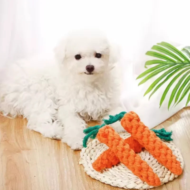 Carrot Shape Pet Knot Toy for Dog And Cat Cotton Rope Chew Toy Indoor Dog Toys Cat Toys Dog Accessories